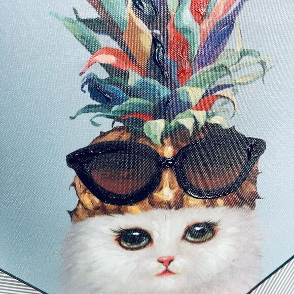 NWT Pineapple Cat Portrait Abstract Canvas Wall Art - Picture 2 of 3